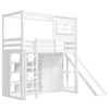 Twin Size Loft Bed With Wardrobe, Storage Shelves, Slide And LED - White