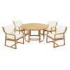 5 Piece Outdoor Dining Set, Patio Table And Chairs With Umbrella Hole