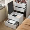 3 In 1 Vanity Desk With Flip Top Mirror, Compact Makeup Table With Glass Top And 3 Drawers For Bedroom - White