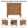 Nightstand With Charging Station, 3 Drawer Bedside Table - Natural Wood