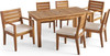 Outdoor 6 Seater Expandable Dining Set With Cushions - Sandblasted Natural / Beige