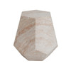 Outdoor / Indoor Lightweight Concrete Side Table, Hexagonal Round Travertine Accent Table - Beige