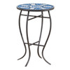 Outdoor Round Side Table With Mosaic Style Top And Curved Iron Legs - Blue / Matte Black