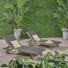 Outdoor Chaise Lounge With Pull Out Tray And Wicker Seat - Gray