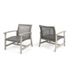 Outdoor Club Chair With Rattan Cover And Acacia Wood Frame - Gray / Black