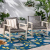 Outdoor Club Chair With Rattan Cover And Acacia Wood Frame - Gray / Black