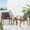 Tranquilize - Outdoor Wooden Club Chair With Woven Wicker Seat And Back (Set of 2) - Natural