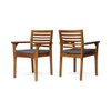 Outdoor Dining Chair With Slat Back And Acacia Wood Frame (Set of 2) - Gray