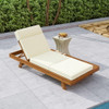 Acacia Wood Lounge Chaise Set With Headrest And Water Resistant Cushions - Beige