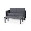 Acacia Wood Loveseat And Coffee Table Set With Cushions