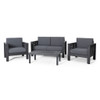 Acacia Wood Loveseat And Coffee Table Set With Cushions
