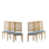 French Country Dining Chair With Rectangular Cane Backrest And Smooth Upholstered Seating