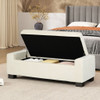 Textured Fabric Ottoman Bench With Hinged Lid