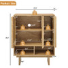 Sideboard Buffet Cabinet With Grille Slat Design With 3 Doors And Adjustable Shelves