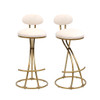 Bar Stools Upholstered Counter Height Barstools For Kitchen Island Modern Dining Chairs With Footrest (Set of 2)