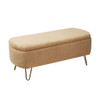 Storage Ottoman Bench For End Of Bed Legs, Modern Camel Faux Fur Entryway Bench Upholstered Padded With Storage For Living Room Bedroom