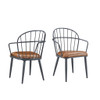 Industrial Inspired Upholstered Dining Chair Set With Metal Legs (Set of 2) - Brown