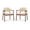 Dining Room Chairs, Ideal For Home & Kitchen (Set of 2) - Beige / Dark Walnut