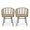 Randy - Modern Wicker Chair With Water Resistant Cushions - Brown / Beige