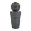 31.5" Tall Striped Column Fountain With LED Light Design For Outdoor Spaces - Gray