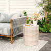 Elegant Indoor / Outdoor Lightweight Concrete Side Table With Travertine - Beige