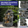 Concrete Rock Waterfall Fountain With LED Lights, Outdoor Garden Decor