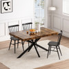 Retro Rectangular Stretch Dining Table With Embossed Center Plate