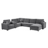 Modular 5 Seat U-Shape Sectional Sofa With Chaise Lounge, Built In Cup Holders And Storage Drawer