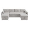 U-Shaped Sectional Sofa Bed With Storage And USB Ports