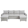 U Shaped Sectional Sofa Bed With Storage Chaise Lounges, USB Ports, And Cup Holders