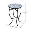 Outdoor Round Side Table With Mosaic Style Top And Curved Iron Legs