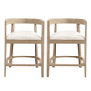 Modern Rubberwood Counter Stool Set With Upholstered Seats