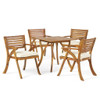 Outdoor Hermosa 5 Piece Wood Dining Set With Cushions - Teak / Beige