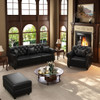 Upholstered Sofa With Nailhead Trim, Rolled Armrests With Ottoman