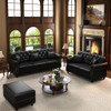 Upholstered Sofa With Nailhead Trim, Rolled Armrests With Ottoman
