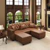 Upholstered Sofa With Nailhead Trim, Rolled Armrests With Ottoman