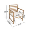 Outdoor Acacia Wood Club Chairs, 2 Pieces Set - Natural Stained / White
