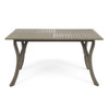 Transitional Acacia Wood Dining Table With Slat Panel Top - Gray