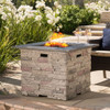 Classic Design Square Fire Pit With Top And 40, 000 Btu Heat Output - Stone Gray