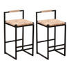 Water Hyacinth Woven Bar Stools With Back Support, Counter Height Dining Chairs (Set of 2) - Natural