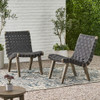 Lounge Chair With Stunning Rope Weave Design, (Set of 2) - Black