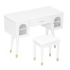 Elegant Vanity Makeup Table & Chair Set Modern Dressing Table With Organizer Writing Desk Charging Port Engineered Wood - White