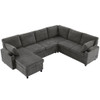 U-Shaped Sectional Sleeper Sofa With Ample Storage Space, 2 Cup Holders And Charging Ports For Living Room