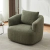360° Swivel Barrel Sofa Chair With Throw Pillow, Upholstered Accent Chair