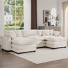 Modern Oversized Modular Cushion Sofa With Ottoman, Low Back, Deep Seating Sofa Set
