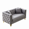 2 Seater Deep Seat Sofa With Button Nailhead, Square Arm