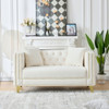 2 Seater Deep Seat Sofa With Button Nailhead, Square Arm