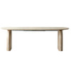 Oval Extendable Dining Table With Dual Pillar Design - Off White