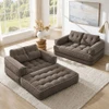 2 Seater Modular Corduroy Sofa With Chaise Lounge For Living Room