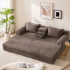 Soft Striped Convertible Sofa Bed, Dual Use Lounge Couch With Cup Holders And Pillows